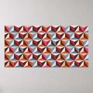 Poster Carreaux triangles colorés sans couture motif vint