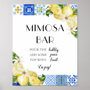 Poster Carrelage bleu Citron italien Positano Mimosa Bar