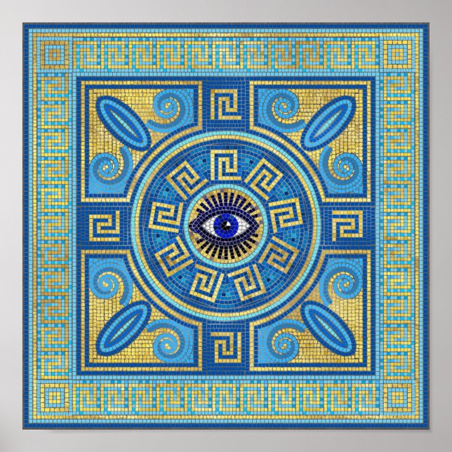Poster Carrelage en mosaïque de l'oeil mal (Devant)