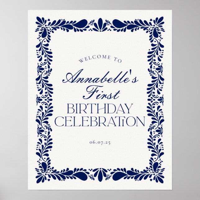 Poster Carrelage Talavera bleu Espagne Fiesta Anniversair (Devant)