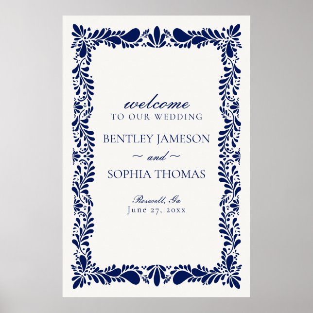 Poster Carrelage Talavera bleu Espagne Fiesta Mariage Bie (Devant)