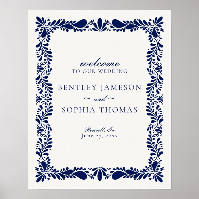 Poster Carrelage Talavera bleu Espagne Fiesta Mariage Bie (Devant)