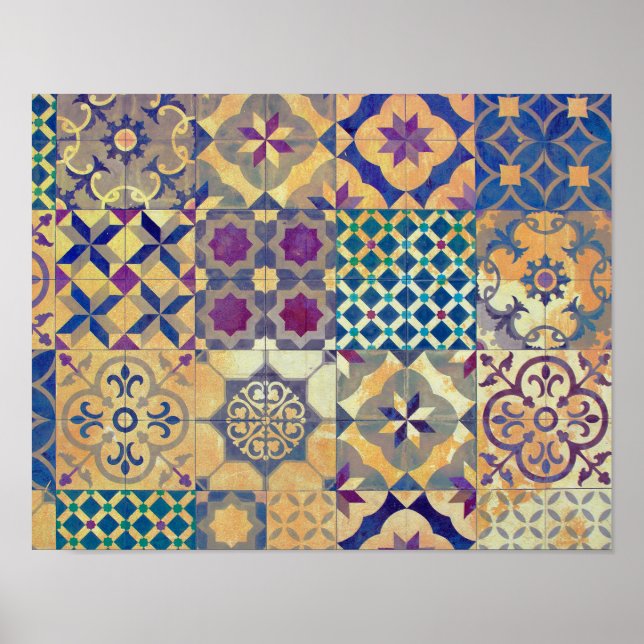 Poster Carrelage traditionnel méditerranéen et égéen colo (Devant)