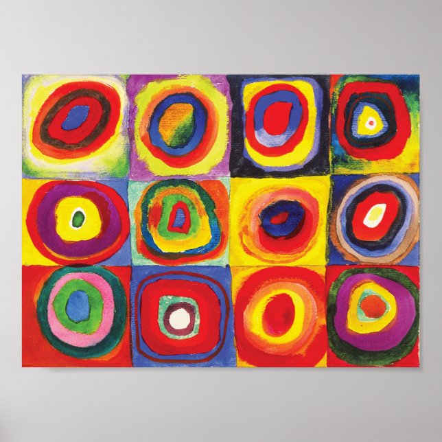 Poster Carrés avec cercles concentrés Hiroaki Takahashi (Devant)
