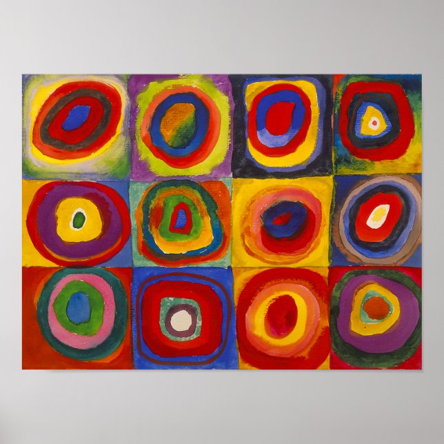 Poster Carrés avec cercles concentrés | Kandinsky | (Devant)