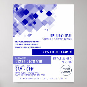 Poster Carrés Bleus, Opticien, Praticien Technique