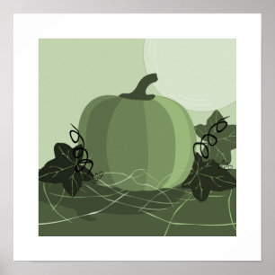 Poster Carrés de cuisine aux citrouilles aux nuances vert