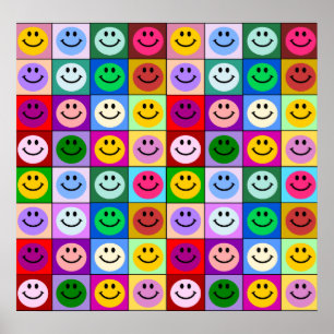 Poster Carrés de face arc-en-ciel