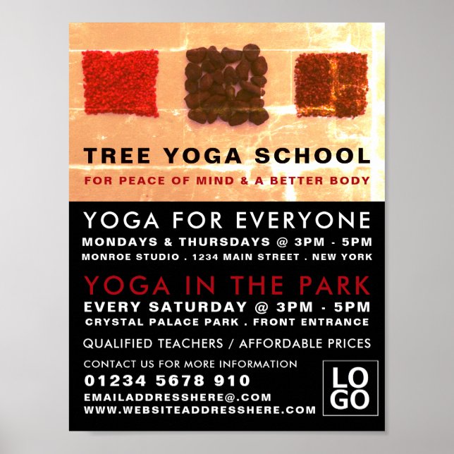 Poster Carrés d'encens, Classe de yoga Publicité (Devant)
