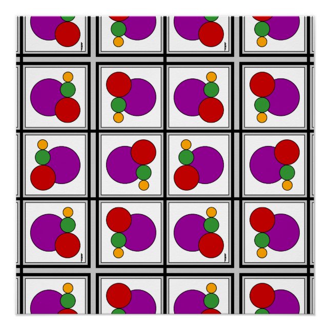 Poster Carrés et Cercles Abstrait (Devant)