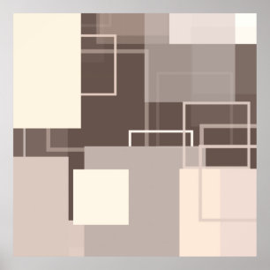 Poster Carrés géométriques - Chocolat et crème