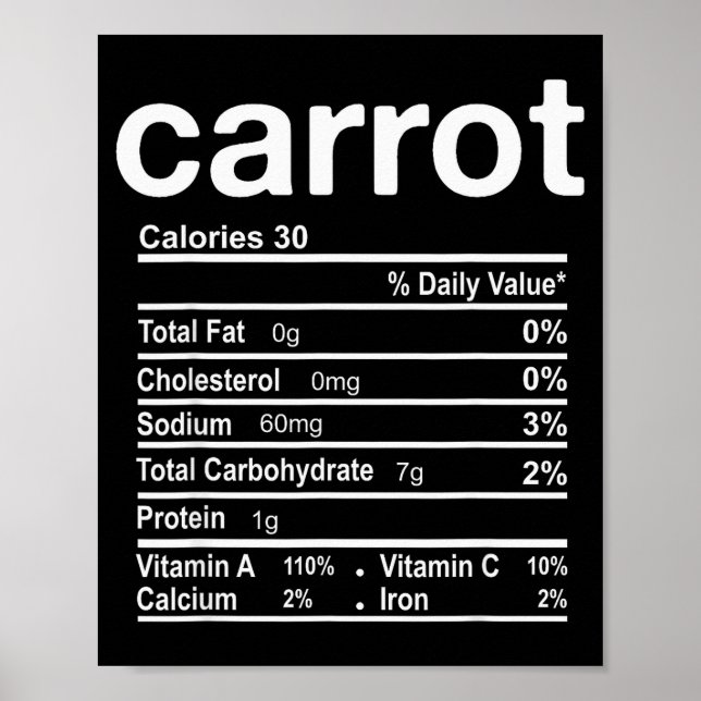 Poster Carrot Nutrition Facts Funny Thanksgiving Christma (Devant)