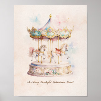 Poster Carrousel Art pour Nurserie Fantaisiste Manège