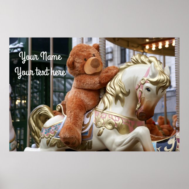 Poster Carrousel avec ours en peluche (Devant)