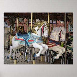 Poster Carrousel coloré Chevaux Photo Art