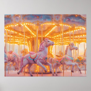 Poster Carrousel Enchanté : Scène Féérique et Fantaisiste