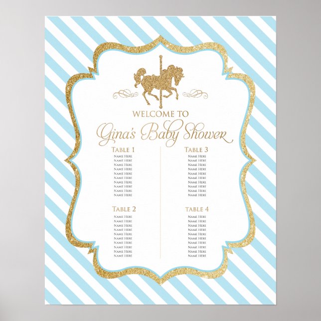 Poster Carrousel pour bébé Baby shower à thème Carte de s (Devant)