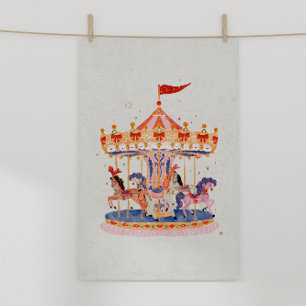 Poster Carrousel Vintage Fantaisiste Aquarelle