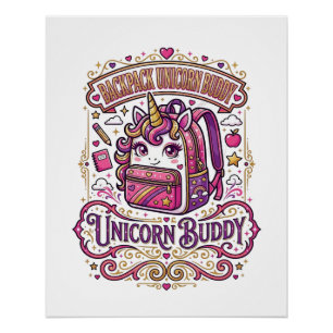 Poster Cartable Licorne Copain Licorne Conception De Merc