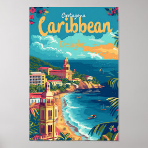 Poster Cartagena Colombie Illustration de Voyage d'Art Vi