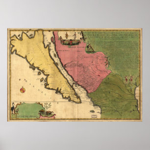 Poster Carte 1720 de la Californie comme île
