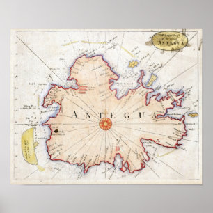 Poster Carte 1721 de l'Antigua