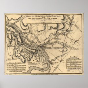 Poster Carte 1777 de champ de bataille de George