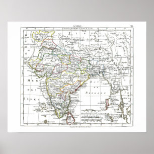 Poster Carte 1806 - L'Inde