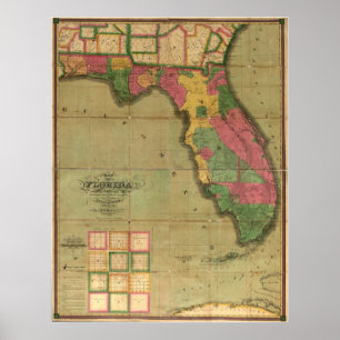 Poster Carte 1829 de la Floride