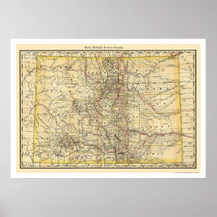 Poster Carte 1879 de chemin de fer du Colorado