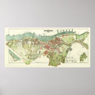 Poster Carte 1888 de Gothenburg Suède par Ludvig Simon