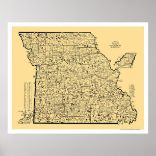 Poster Carte 1897 de chemin de fer du Missouri