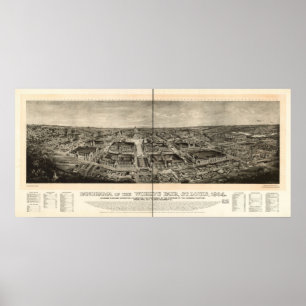 Poster Carte 1904 panoramique de l'Exposition universelle