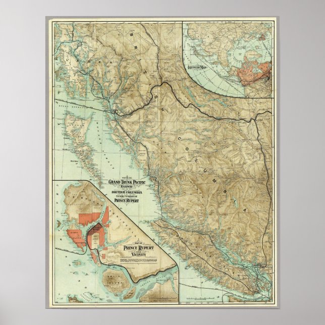 Poster Carte 1910 Grand Trunk Pacific Railway en Colombie (Devant)