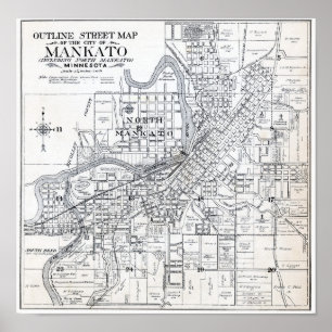 Poster Carte 1914 de Mankato Minnesota