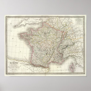Poster Carte 2 d'atlas de la France