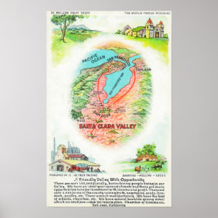 Poster Carte aérienne du comté de Père Noël Clara avec si