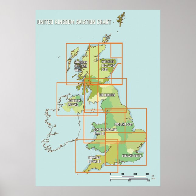 Poster Carte aérienne du Royaume-Uni (Devant)
