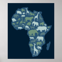 Carte africaine avec silhouette animale