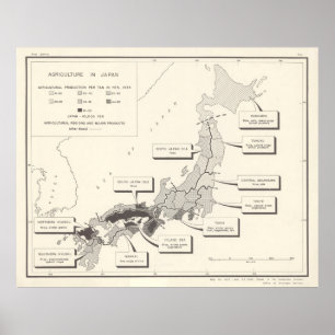 Poster Carte agricole du Japon ancien (1942)