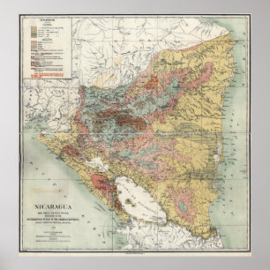 POSTER CARTE AGRICOLE DU NICARAGUA 1903