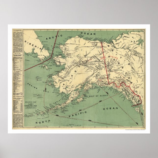 Poster Carte Alaska Gold Fields 1897 (Devant)