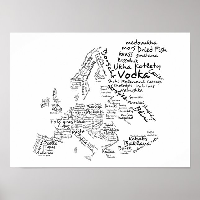 Poster Carte alimentaire de l'Europe (PETIT) (Devant)