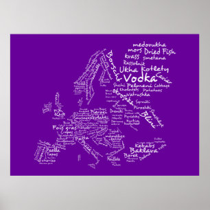 Poster Carte alimentaire de l'Europe (violet)