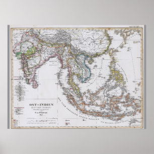Poster Carte allemande du sud-est asiatique (1850)