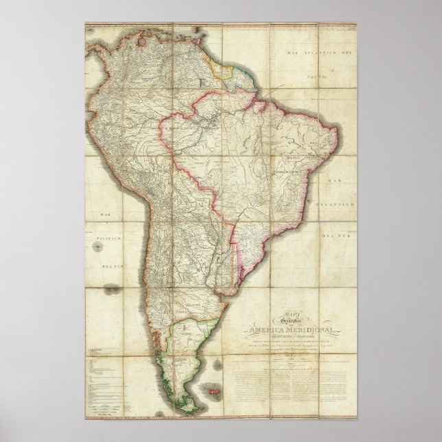 Poster Carte Amérique du Sud 3 (Devant)