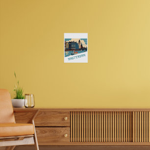 Poster Carte Amsterdam Pays-Bas