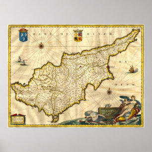 Poster Carte ancienne de Chypre