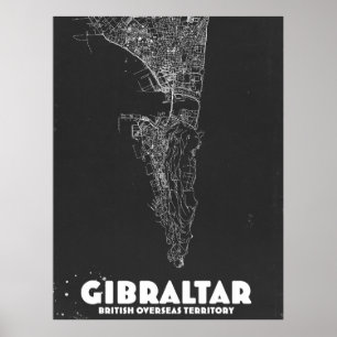 Poster Carte ancienne de Gibraltar