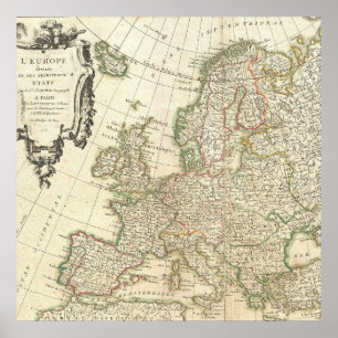 Poster Carte ancienne de l'Europe